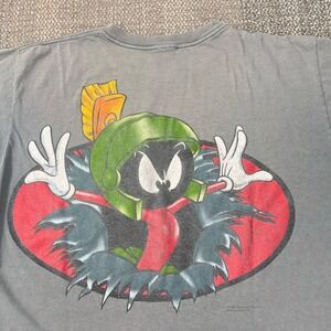 Vintage‎ 90s Marvin the Martian Graphic T-Shirt Looney Tunes Cartoon Blue Large